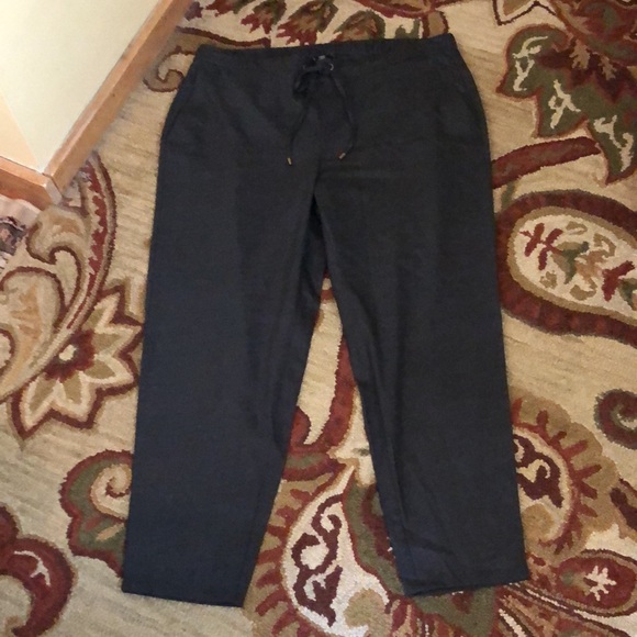 EILEEN FISHER Size XL Stretch Wool Pullon Charcoal Gray Elastic Tie $238 NEW - Picture 2 of 14